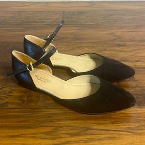 Garnet Hill black flats with ankle stapes